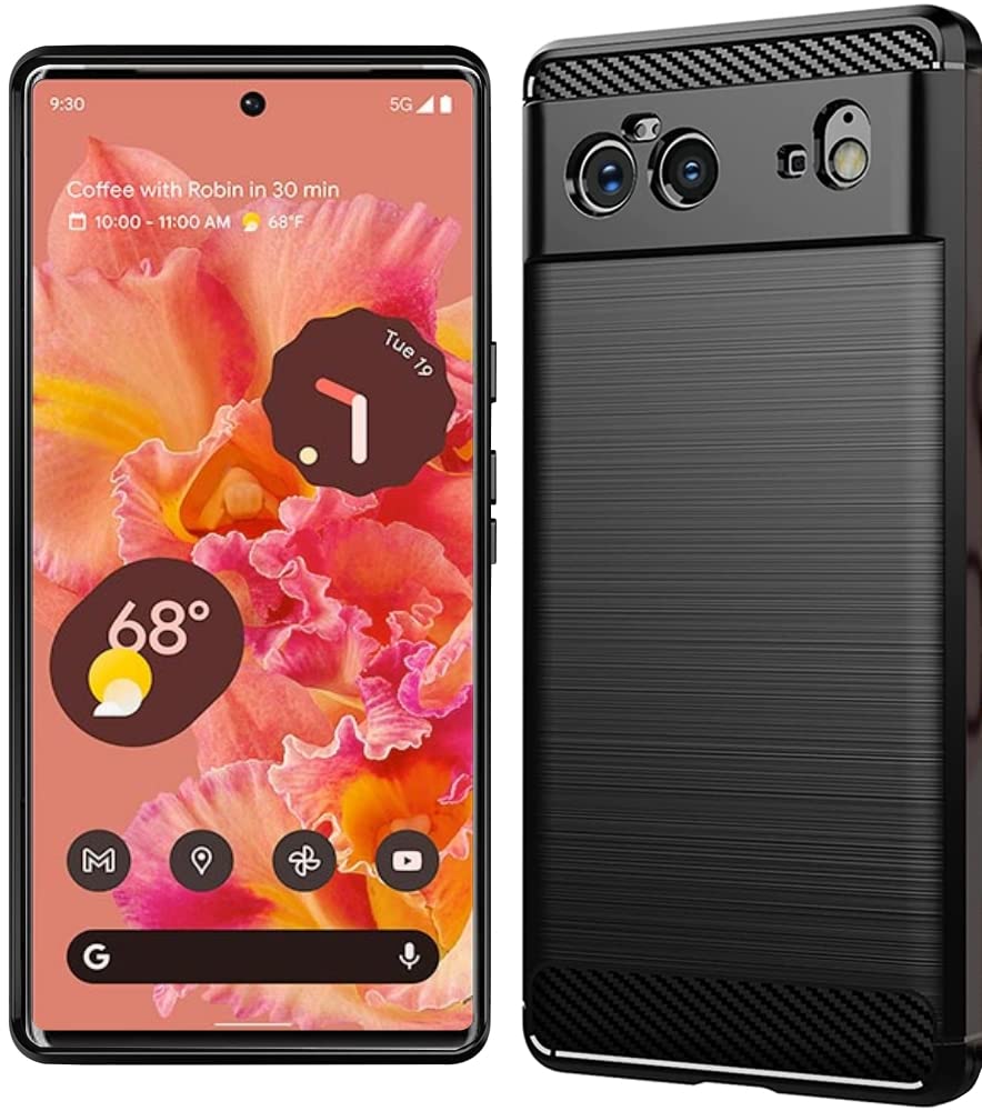 Folmecket Google Pixel 6 Case, Carbon Fiber Scratch Resistant,Shock Absorption Soft TPU Rubber Protective Cell Phone Cover for Google Pixel 6 case 6.4" (Google Pixel 6 Black)