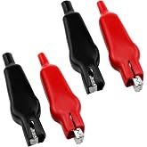 Dsjnf 4 Pcs 20A Insulated Alligator Clips, Black and Red | Electric Circuit Test Clips for Experimental and Laboratory Use