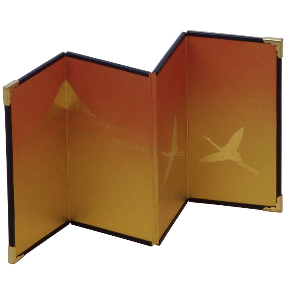 山下工芸(Yamasita craft) 日本製 4曲ミニ金屏風 金運富士に鶴 42050700商品画像