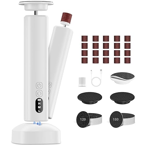 Electric Foot File for Hard Skin: Professional Electric Feet Hard Callus Remover - 6 Speed Adjustable Foot Files Pedicure Tool - Rechargeable Dead Dry Skin Sander with 2 Reusable Nano Glass Discs