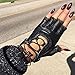 MATSU Women's Nappa Leather Steampunk Cosplay Gloves Luxury Handsewn Fingerless Cover with Lace M9223 (Large, black)