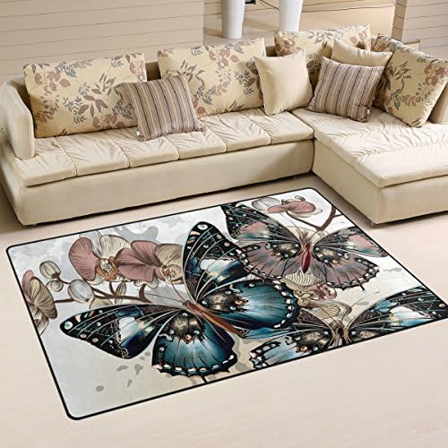 DEYYA Retro Butterfly Area Rug Rugs Non-Slip Floor Mat Doormats Living Room Bedroom 31 x 20 inch