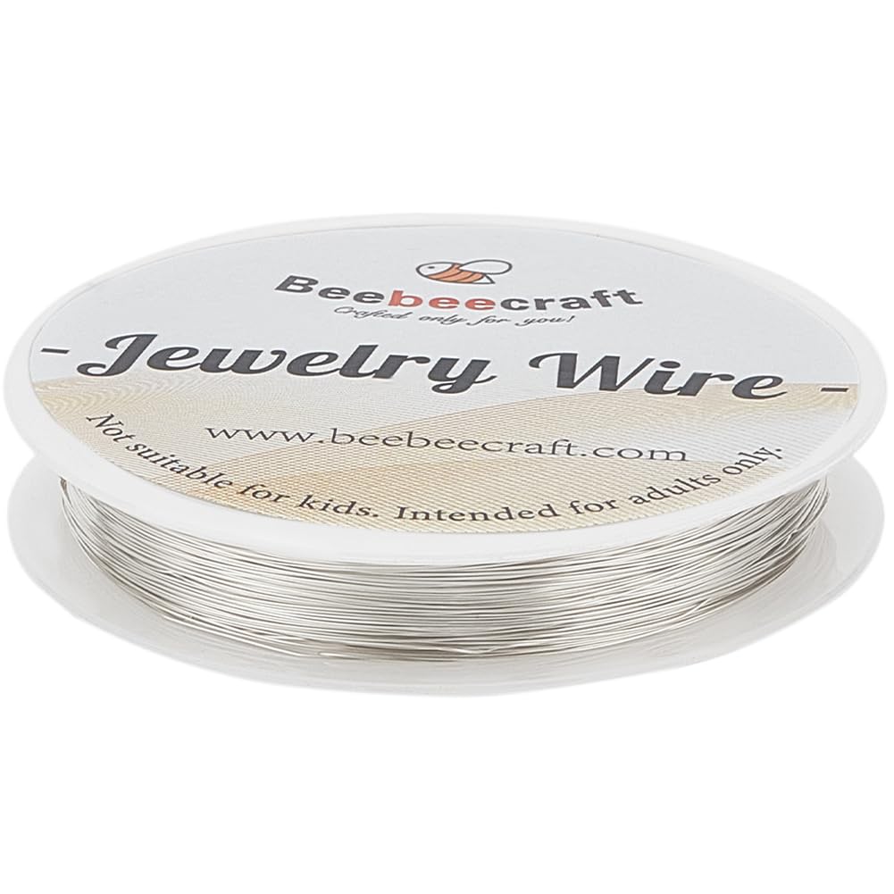 Beebeecraft 164 Feet 50m 28 Gauge 0.3mm Copper Wire 925 Sterling Silver Plated Jewelry Wire Tarnish Resistant Round Beading Wire for Jewelry Making Supplies and Craft