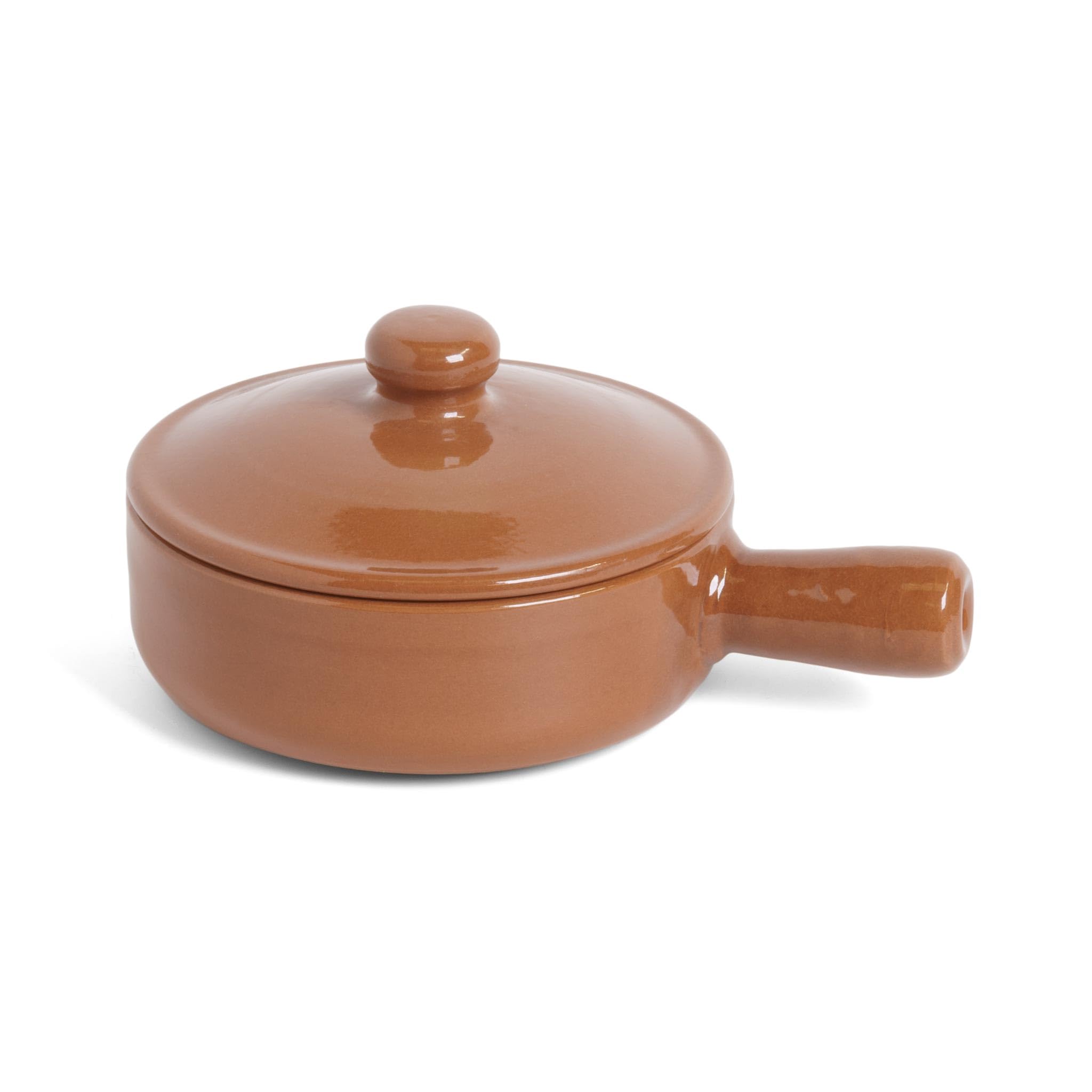 Amazing Cookware SB135 Natural Terracotta 15cm Pan with Lid, orange