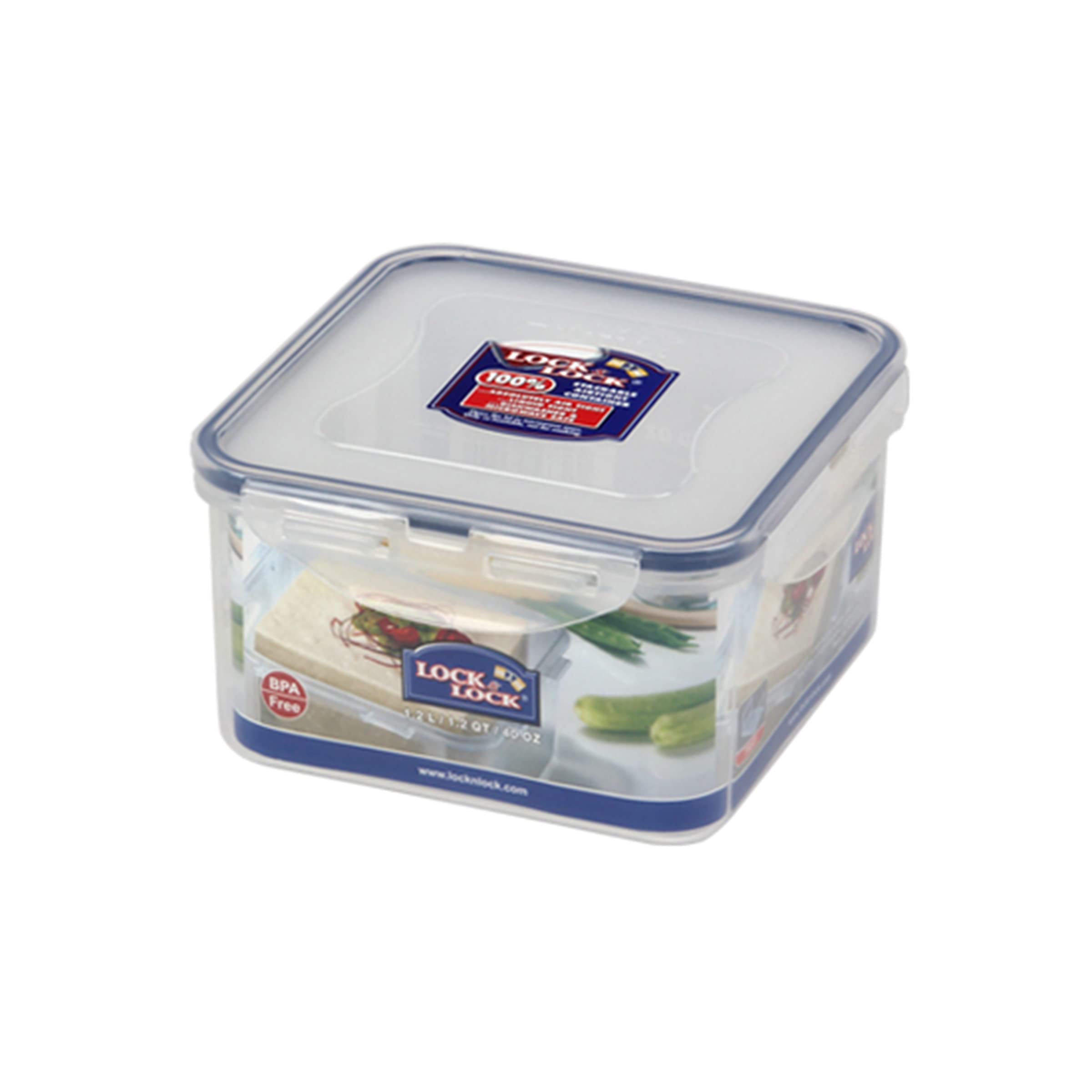 LocknLock PP Classic Food Storage Container with Serving Insert, 1.2 L, 155 x 155 x 87 mm, 100% Airtight and Waterproof, Clever Lock System, Storage Container Fridge & Freezer — image 1