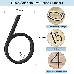 YWONOBS Door Numbers, 5 Inches 3D Self Adhesive
