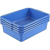 Yesdate Set of 4 Commercial Products Standard Bus/Utility Box, 13 L | 4.6" Deep Kitchen Bus Tubs, Durable Blue Plastic Wash Basin/Dish Washing Tub for Restaurants or Catering Services