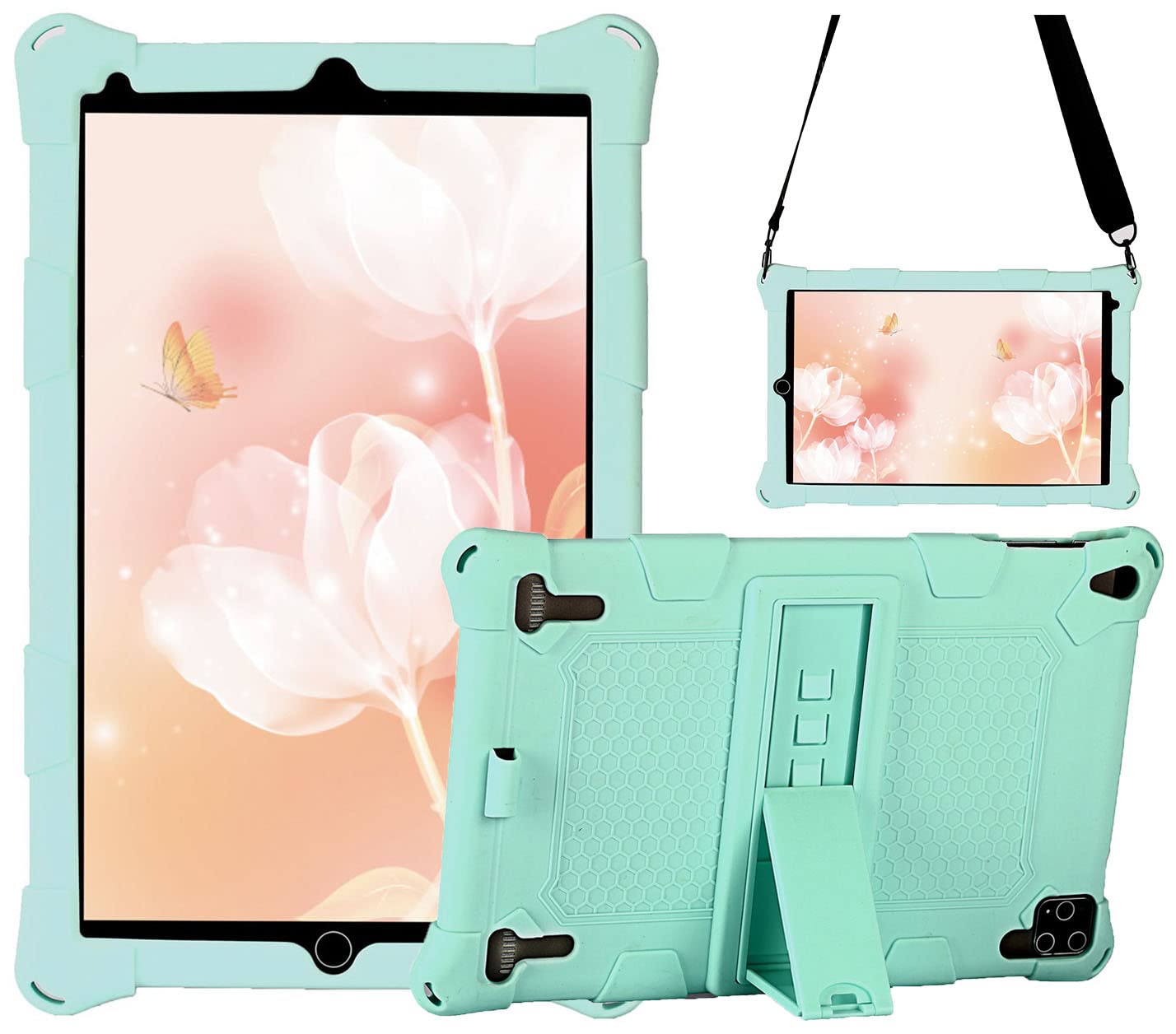 AKNICI DUODUOGO 10/AOYODKG 10.1 Rugged Case with Stand,Shoulder Strap,Slim Heavy Duty Soft Silicone Hard Bumper Shockproof Full Body Protective Case for DUODUOGO 10/AOYODKG 10.1,Lake Blue