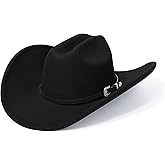SAJUZEN Cowboy Hats for Women and Men with Wide Brim Felt Western Hats for Cowgirls and Cowboys