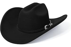 SAJUZEN Cowboy Hats for Women and Men with Wide Brim Felt Western Hats for Cowgirls and Cowboys