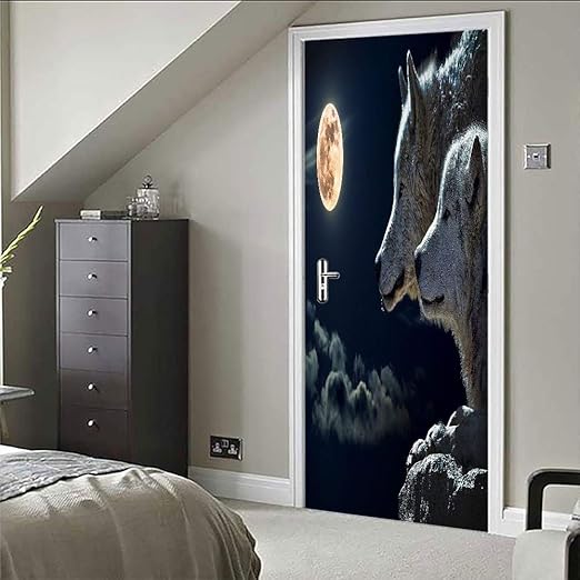 Türtapeten Selbstklebend Wolf Wasserdicht Wandbild Abnehmbar Türposter