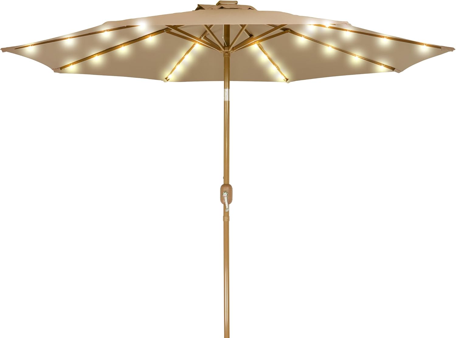 Amazon Com Trademark Innovations 9 Solar Powered Led Lighted Patio Umbrella With Bronze Finish Frame Tan Garden Outdoor