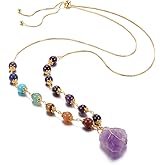 Jovivi Healing Stone Necklaces 7 Chakra Beads Necklace for Women Adjustable 14K Gold Plated Wire Wrapped Raw Quartz Crystal Pendant Necklace Gemstone Jewelry Mothers Day Gift