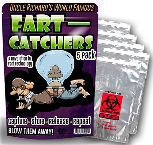 Fart Catchers - 5 Pack - Funny Gag Gifts for Men - Silly Gifts - Biohazard Bags - Gifts for Teens - Silly Stocking Stuffers - Funny Butt Gifts by Gears Out