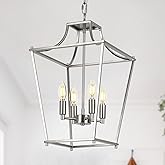 foucasal Lantern Pendant Lights, 12" Brushed Nickel Pendant Light Fixtures, 4-Light Adjustable Pendant Lighting for Kitchen I