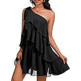 DRESSTELLS Women's Cocktail Party Dress for Wedding Guest, Summer Beach Vacation Aline Tiered Short Dresses
