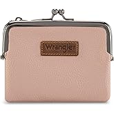 Montana West Wrangler Women's Wallet RFID Blocking Wallets Small Bifold Credit Card Holder with Kiss Clasp Pink