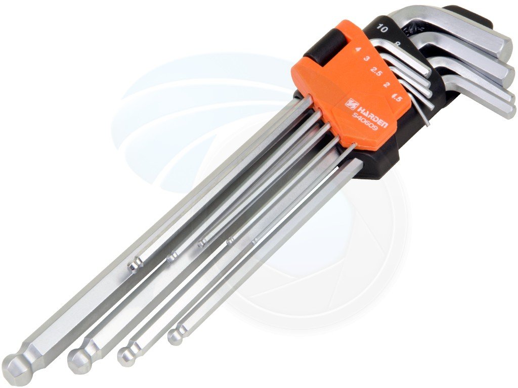 'Professional 9PCS MM Ball Key Wrench (Long Length)