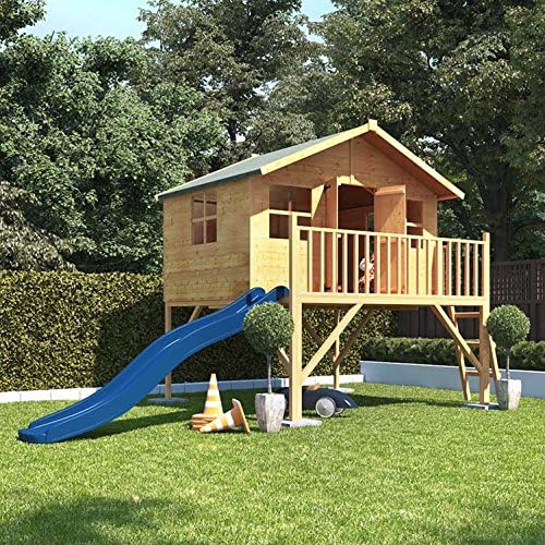 BillyOh 6x7 Lollipop Max Tower Children Wooden Playhouse with 2m Blue Slide