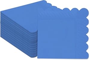 qiqee Sky Blue Cocktail Dinner Napkins 5x5inch Disposable Beverage,Wedding, Birthday Party Dessert Wave Paper Napkins 12.7x12