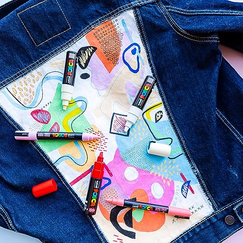 posca Markers Set, 8 Medium Paint Markers 5M – Soft Tones – White, Sunshine Yellow, Apricot, Light Pink, Coral Pink, Lavender, Light Blue, Aqua Green