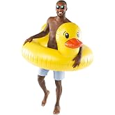 BigMouth Inc. Giant Duck Pool Float, Over 4' Wide, Inflatable Floatie Tube, Blow Up Swim Ring, Outdoor Summer Pool Party Water Toy