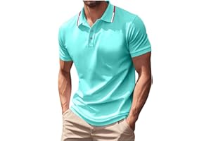Men's Polos Shirts Short Sleeve 3 Buttons Collared T-Shirts Classic Fit Casual Lightweight Performance Golf Shirts