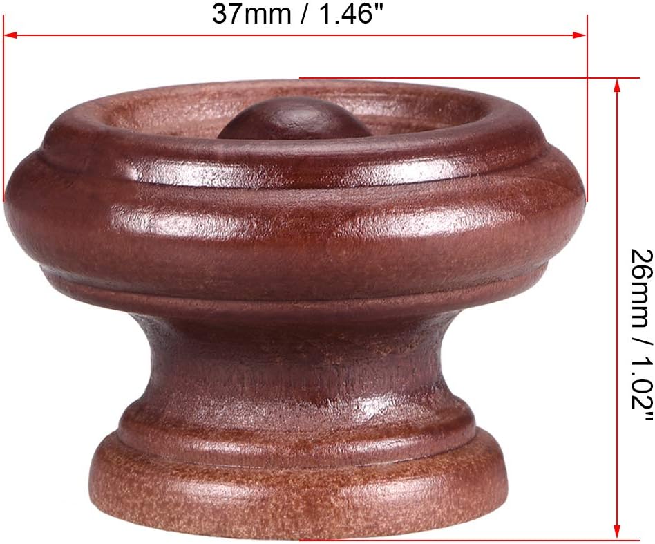sourcing map Round Wood Knobs,12Pcs 37mm Dia Cabinet Furniture Kitchen Pulls Handles for Dresser Drawer Wardrobe Dark Red - Image 3