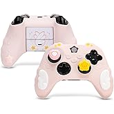 GeekShare Controller Skin Set Compatible with Xbox Series X, Soft Silicone Protective Cover with 2 Thumb Grip Caps and 2 Stickers - Star Wings Series (Pink)