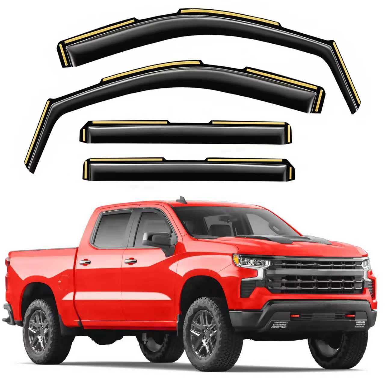 Photo 1 of **MINOR DAMAGE**
Saleago in-Channel Window Rain Guards Compatible with Chevy Silverado/GMC Sierra 1500 2019-2026 Crew Cab, Vent Visors Window Visors Extra Durable Window Deflectors Vent Shades Truck Car Accessories