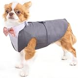 PUMYPOREITY Dog Tuxedo Set with Bandana Small Medium Large Grey S