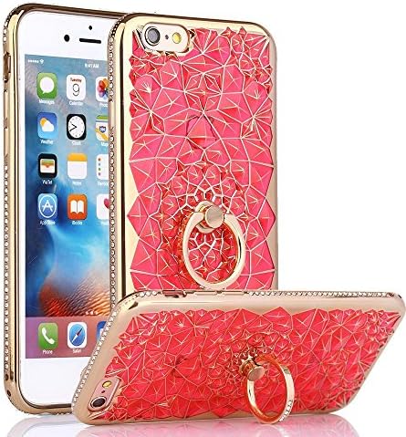 iPhone 6S Plus Case, Cellaria Chrysalis Series - Ultra Slim Luxury Bling Rhinestone Case Cover With 360 Rotating Ring Grip/Stand Holder/Kickstand For iPhone 6S Plus/6 Plus (5.5 Inch), Rose Red