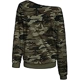 Verdusa Women's Y2K Cheetah Print Off The Shoulder Tops Long Sleeve Oversized Tshirts