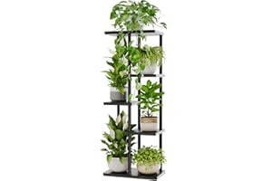 Bamworld Corner Plant Stand Indoor 5 Tier Metal Plant Shelf Black Plant Stands for Multiple Plants Small Plants Pots Flower S