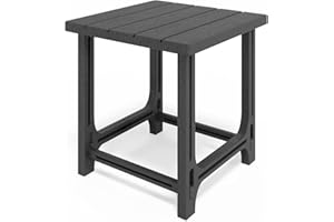 Orbotots Outdoor Side Table, HDPE Square End Table, Weather Resistant, Tool-Free Assembly, 360 lbs Capacity, for Patio Backyard Pool (Black)