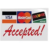 Decal Stickers Multiple Sizes Accepted ! Visa MasterCard Discover Red Industrial Vinyl Safety Sign Label Business 7x5Inches