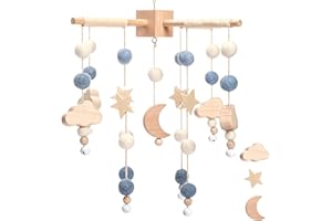 HI BABY MONMENT Baby Crib Mobile - HBM Blue Moon Baby Mobile Nursery Mobile Bed Bell with Music