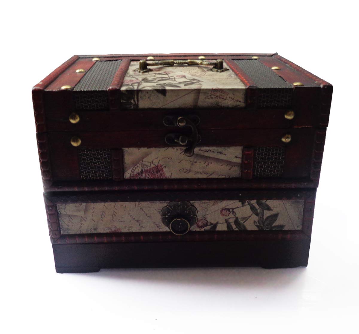 E-isata ISOTO Retro Vintage Wooden Jewelry Box Storage box Organizer Container Case Chest Trinket Box With mirror For Gilrs Girlfriend Women for Mother's Day 22 * 16 * 16cm (Style 1)