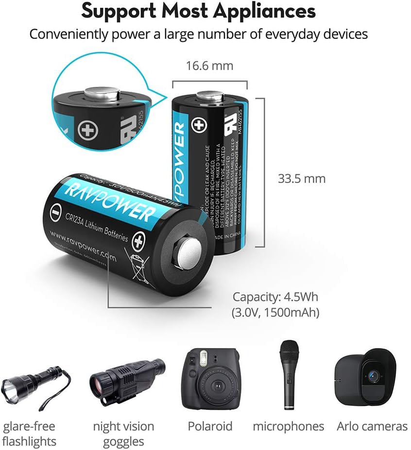 Ravpower Cr123a 3v Lithium Batterien Akku Fur Arlo Amazon De Elektronik