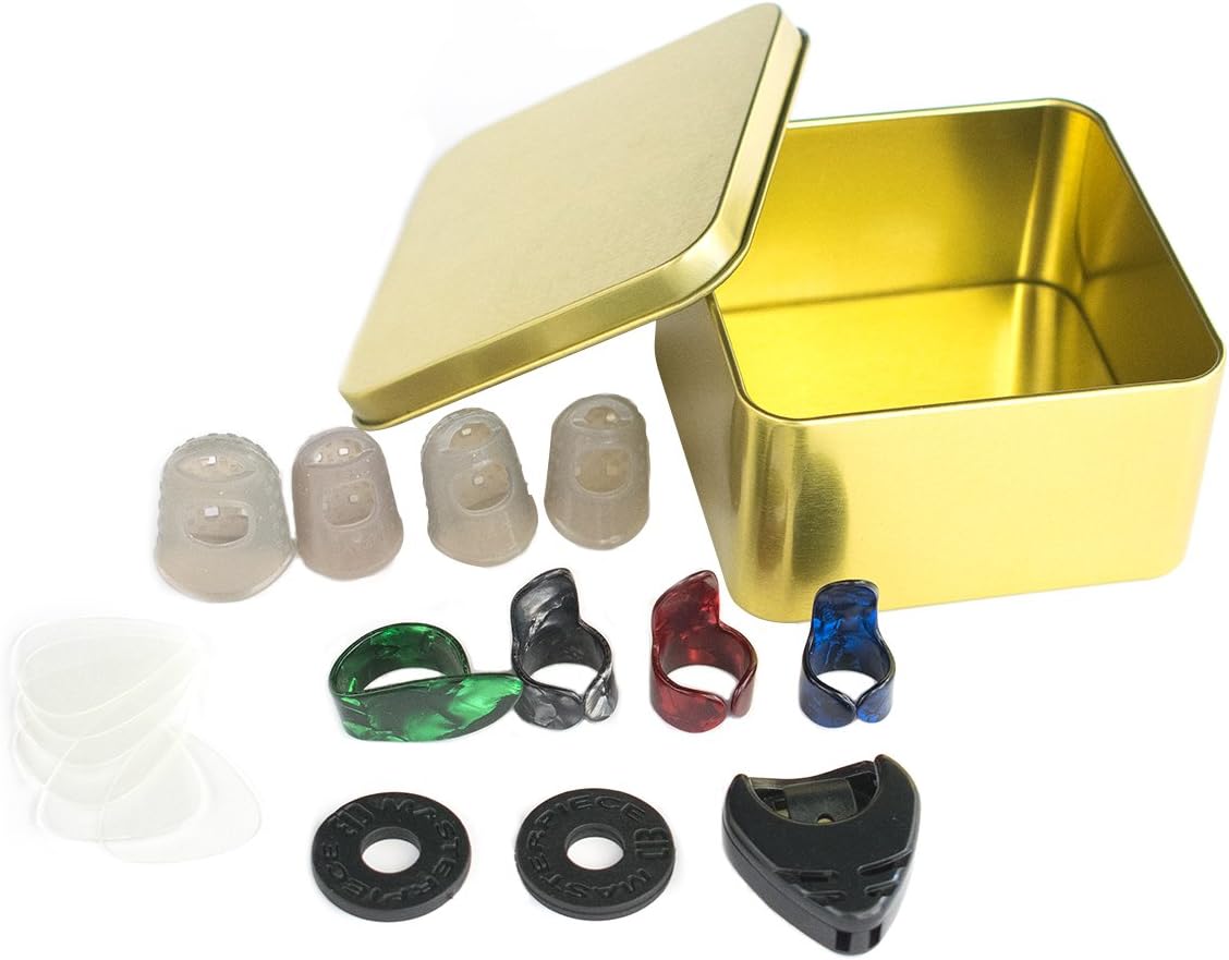 Guitar Thumb Picks, Finger Protectors, Pick Holder and Strap Lock Set