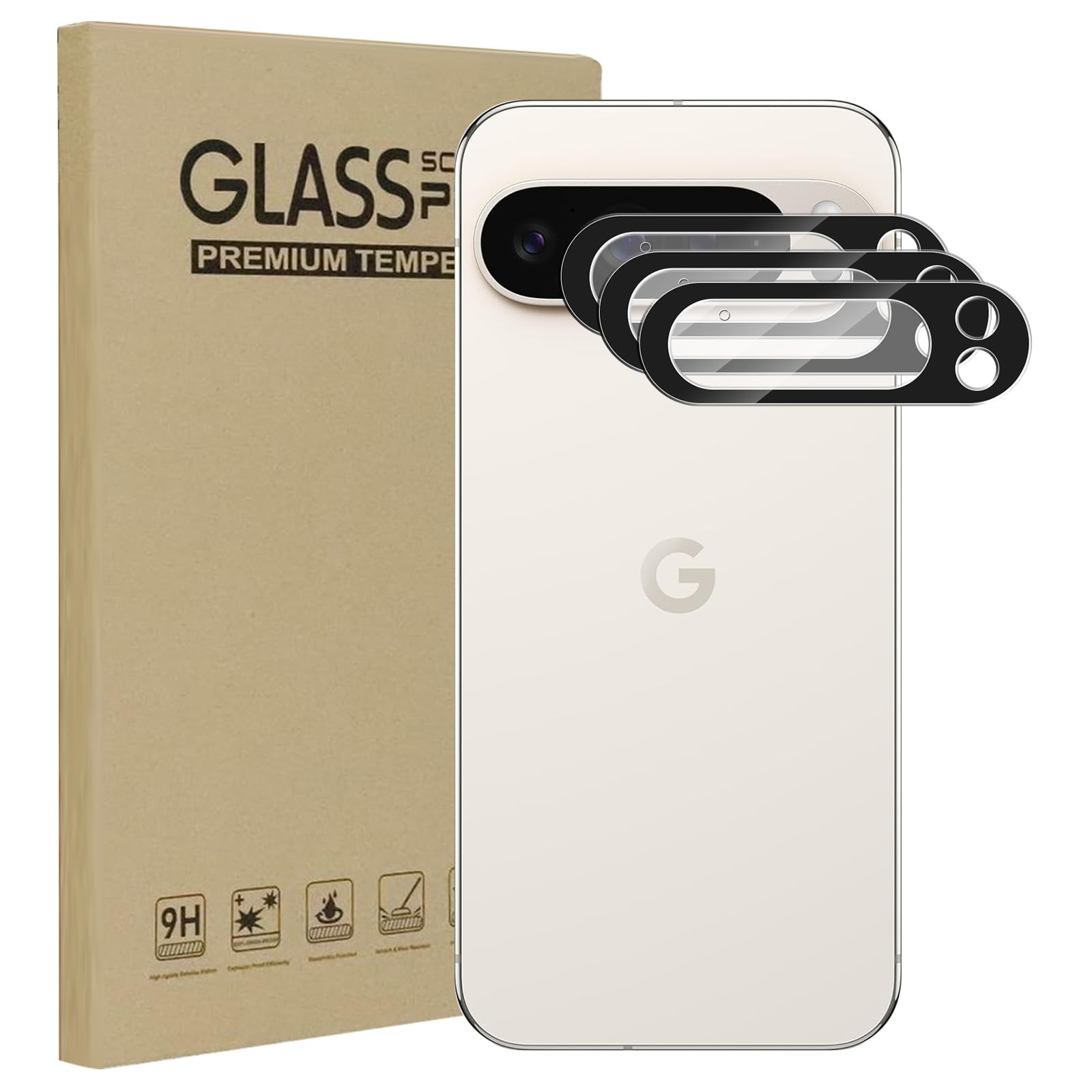 KZIOACSH Camera Lens Protector for Google Pixel 9 PRO XL, 3 Pack 9H Hardness[Anti-Scratch] Tempered Glass 360° Camera Protection [Anti Fingerprint][Bubble Free] Protective Cover Film