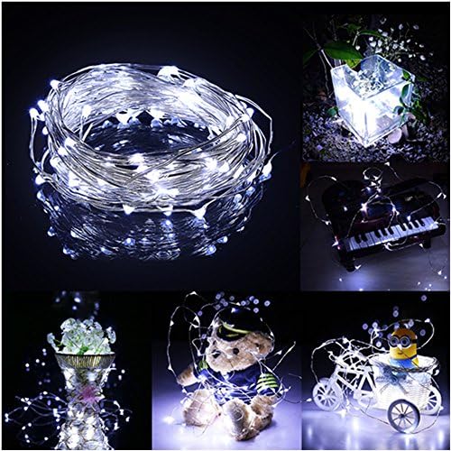 Kikistar 33ft 100 LED String Lights with Timer Remote, Battery Operated Fairy Lights For Wedding, Party, Patio, Tree, Home Decor - Waterproof - White
