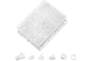 XIANNVXI Silicone Earring Backs 6 Styles Clear Earring Stoppers Earring Backings Hypoallergenic Rubber Back Pads Back Stops Replacement Kits for Studs Post Fish Hook Hoops (600 PCS)