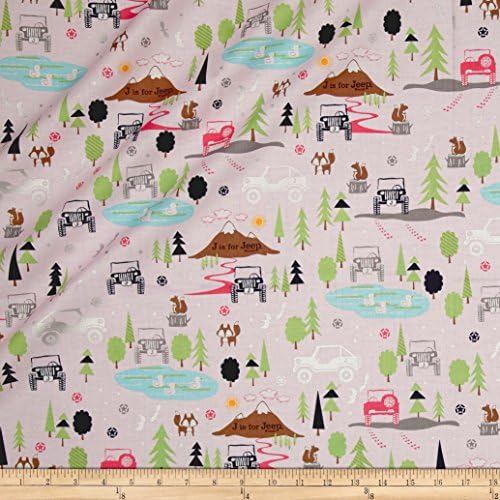 Riley Blake J is for Jeep Main Pink Fabric By The Yard