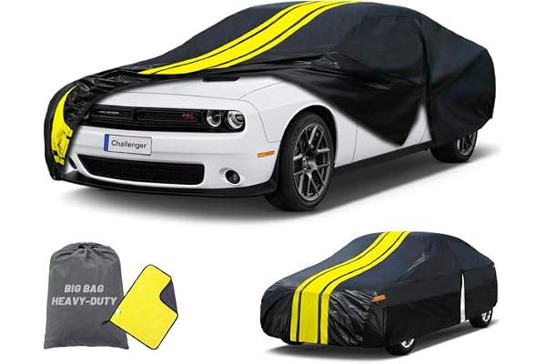New Upgraded Heavy Duty Car Cover Custom Fit Dodge Challenger/Charger Waterproof All Weather for Automobiles, Full Exterior C