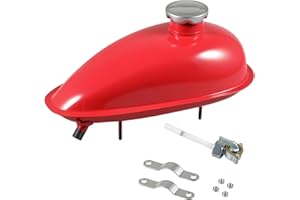 CUQFVAT Upgrade External Thread 2L Fuel Gas Tank for 2/4 Stroke 49cc 60cc 66cc 80cc Engine Motorized Bicycle(Red)