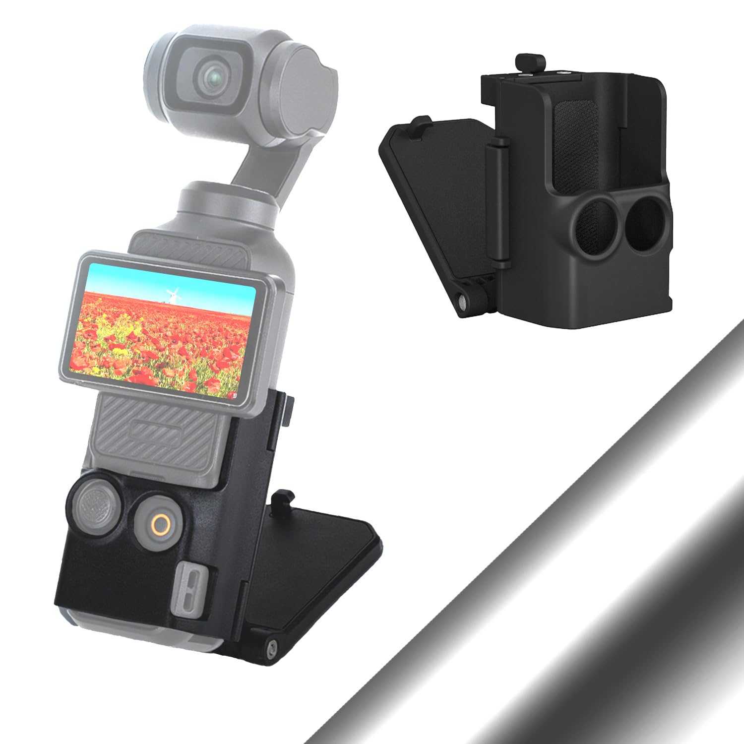 OSMO Pocket 3 Magnetic Mount Cage Expansion Adapter Frame Stand Clip compatible for DJI OSMO Pocket 3 Accessories on Desktop/Car/Gym/Motorcycle 180° Adjustable