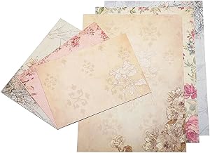 Dahey 30Pcs Vintage Stationery Floral Writting Paper Matching Envelopes Sets for Handwriting Letters, Assorted Colors