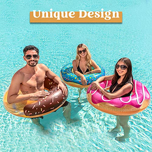 JOYIN 32.5"/82.5cm Inflatable Swimming Pool Float with Glitter (3 Pieces), Tube Float for Pool, Kids, Adults, Beach, Outdoor Party Supplies