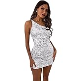 YWXYMGE Women's Bodycon Homecoming Dress for Juniors Sequin One Shoulder Backless Mini Cocktail Party Dress